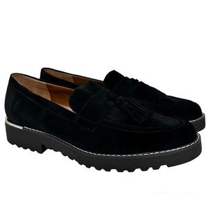 Franco Sarto Carolynn Suede Black Leather Loafer
